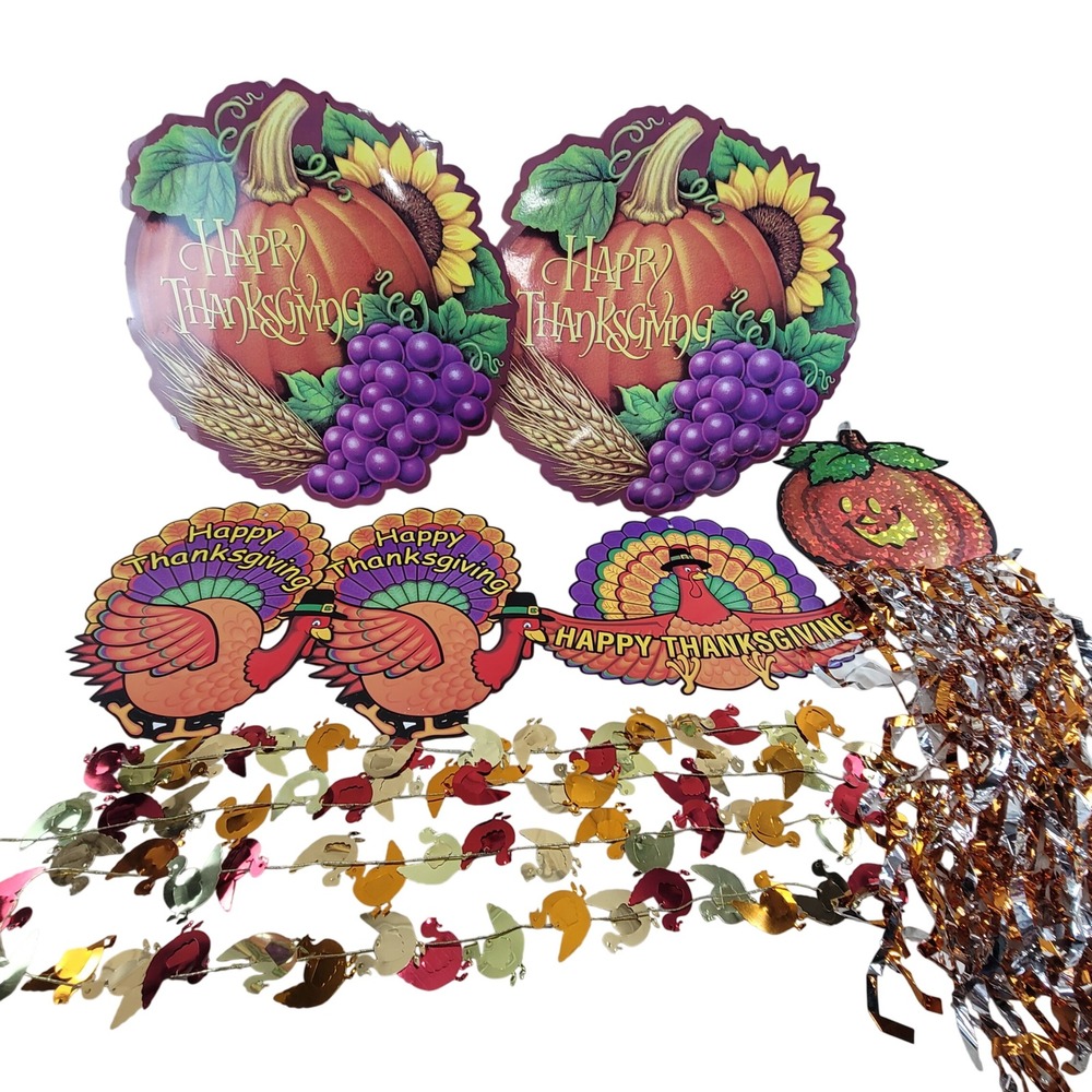 7 Amscan Thanksgiving Cutouts Party Decorations Turkey Pumpkin Garland